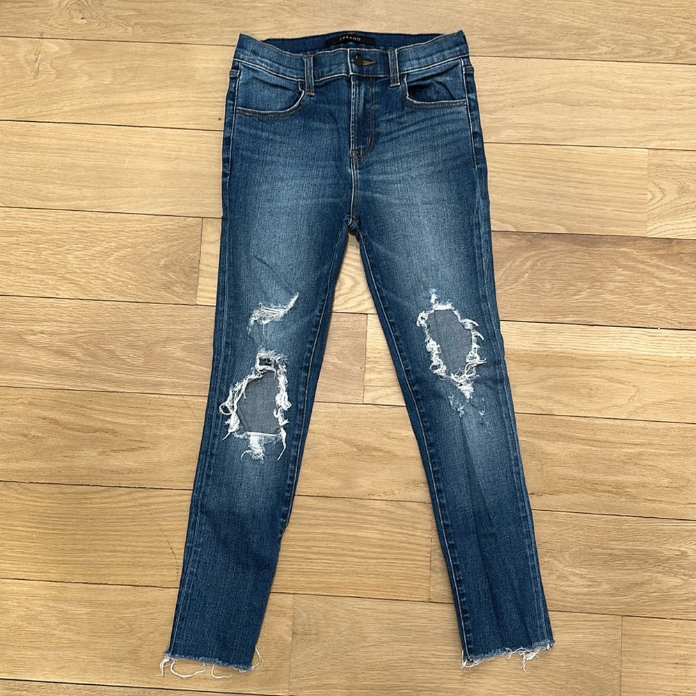 J Brand Distressed Blue Skinny Jeans